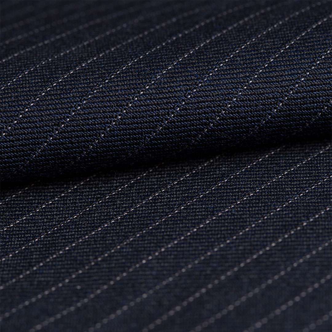 The iconic timeless & classic white pinstripe on deep navy twill