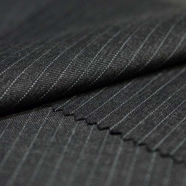 A lustrous charcoal & white pinstripe cloth